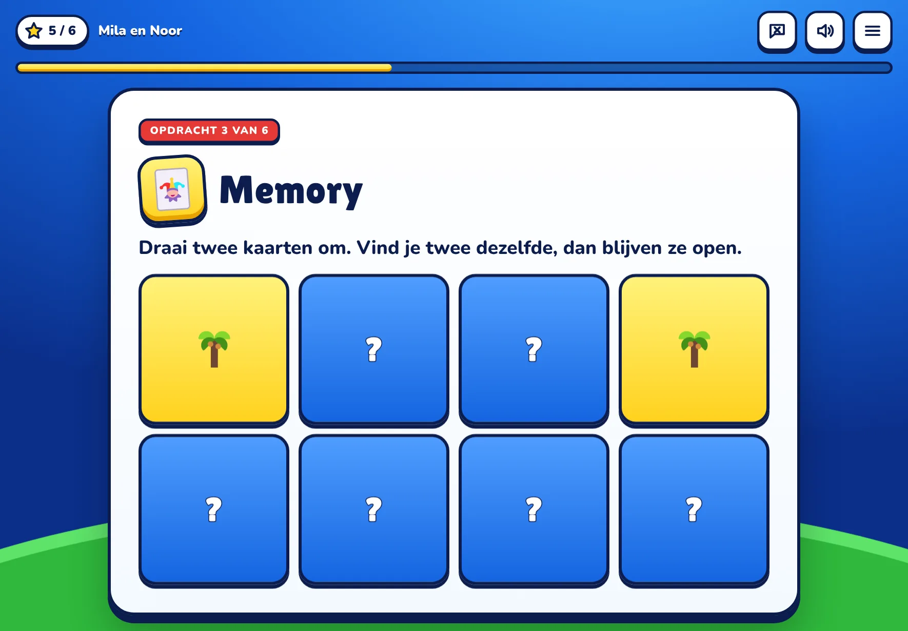 Memory met omgedraaide kaarten.